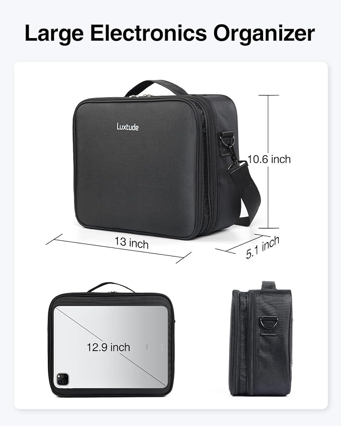 Luxtude Electronic Organizer Travel Case Large, Double Layer Tech Carrying Case - Image 6