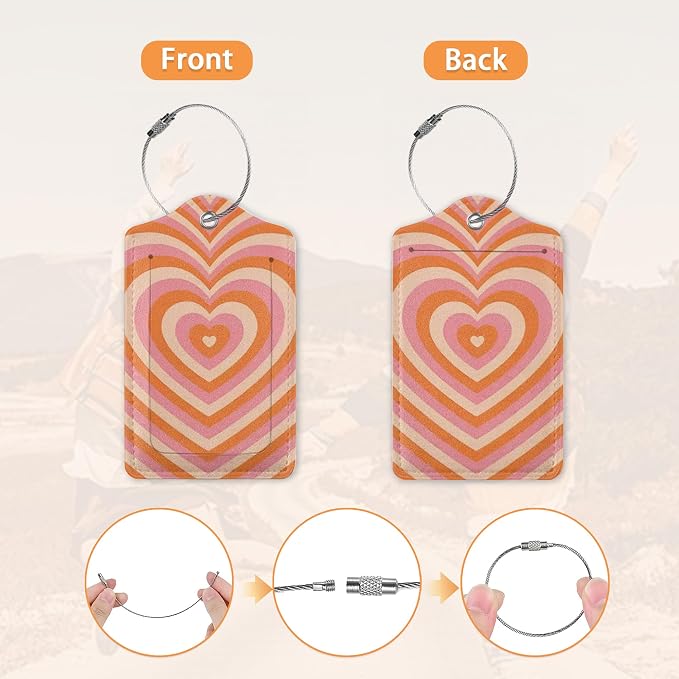 Retro Heart 70s 80s Luggage Tags Bag Tag - Image 3