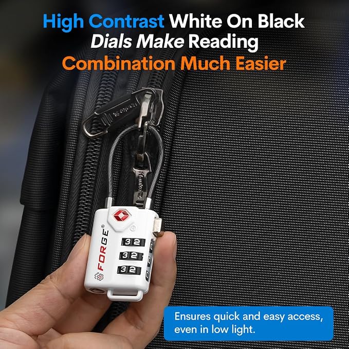 Forge TSA Approved Cable Luggage Locks, Re-settable Combination - Image 5