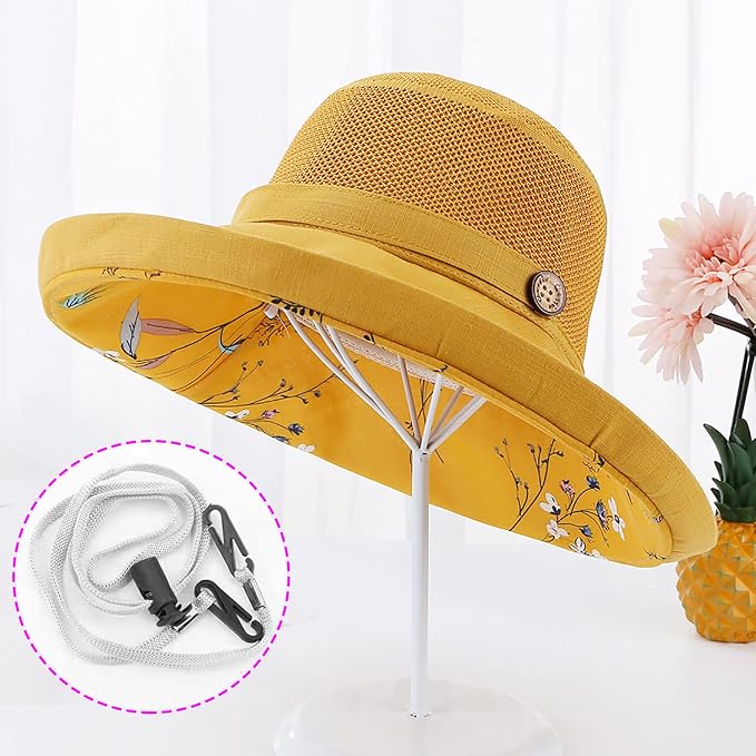 Women Wide Brim Sun Hats Metal Wired Edge Summer UV Protection Beach Fishing Hat - Image 2