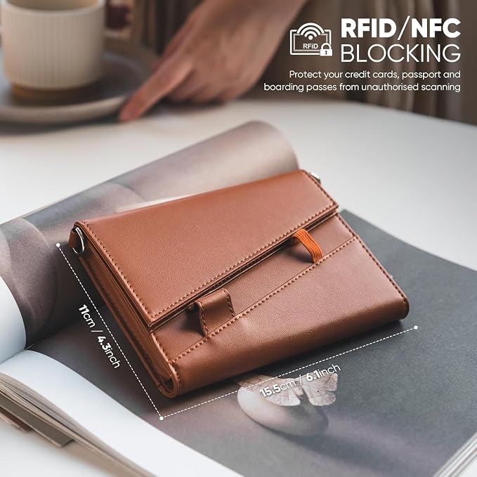 Real Leather Wallet RFID Blocking Passport Holder - Image 5