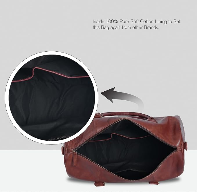 Genuine Leather Duffle Bag for Men | Vintage Weekender Travel Bag | Overnight - Image 7