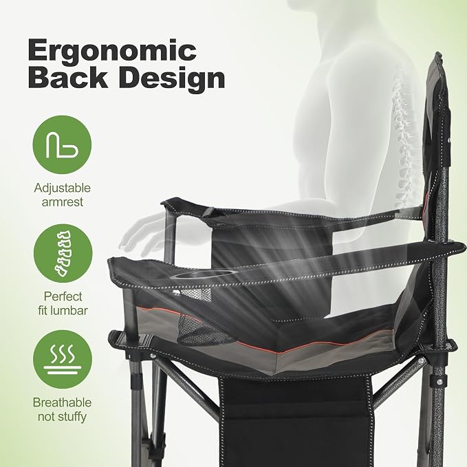 LET'S CAMP Folding Camping Chair Oversized Heavy Duty Padded Outdoor Chair - Image 9