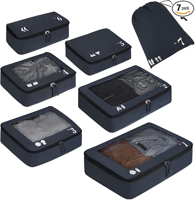 ECOHUB 7 Set Packing Cubes Tear-Resistant Luggage Packing Organizers by ECOHUB
