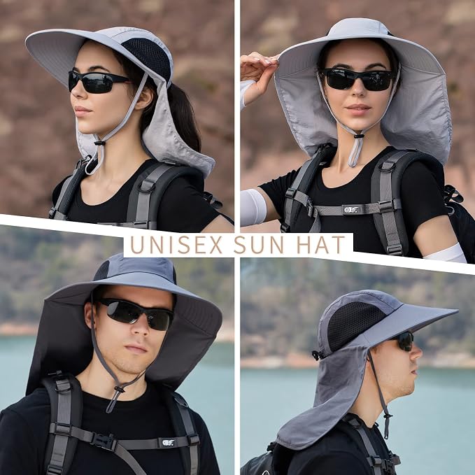 Sun Hat for Men Women with Neck Flap, UPF 50+ UV Protective Hiking Fishing Hats - Image 5