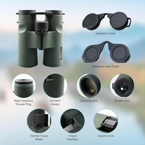 10x42EDII Compact Binoculars for Adults – High-Powered BAK4 Prisms, Diamond - Image 2