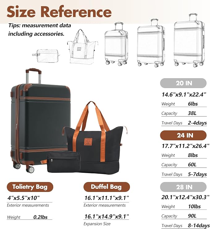 Merax Suitcase Set 24 inches Expandable Luggage - Image 2