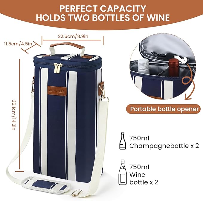 2-Bottle Insulated Wine Carrier Tote - Image 2