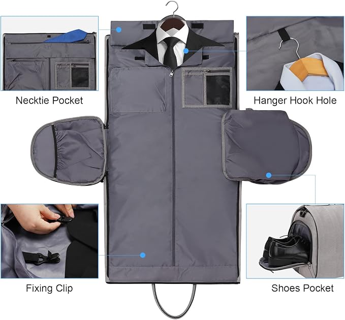 Convertible Garment Bag with Toiletry Bag, Modoker Carry on Garment Duffel Bag - Image 5