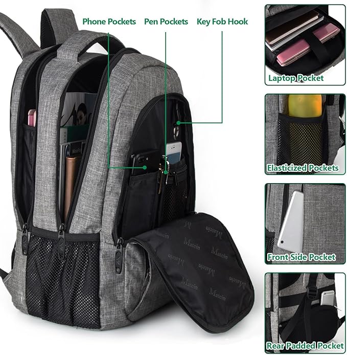 MATEIN Travel Laptop Backpack, Business Anti Theft Slim Sturdy Laptops Backpack - Image 3