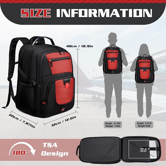 Large Travel Backpack, 50L Laptop Backpack - Image 2