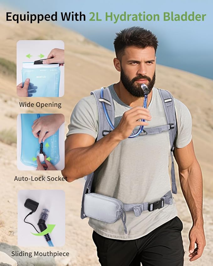 ECOHUB Hydration Backpack for Men Women, 20L Lightweight Hiking Daypack Cycling - Image 5