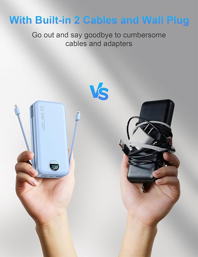 Portable Charger with Wall Plug, 20000mAh USB C Power Bank Fast Charging - Image 2