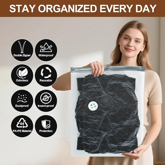 8 Pack Vacuum Storage Bags for Comforters and Blankets, Jumbo 40x31 Inch Vacuum - Image 5