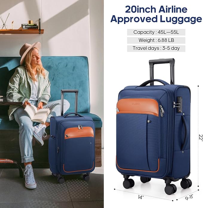 UKEIN Softside Expandable Carry On Luggage 22x14x9 Airline Approved, 20 Inch - Image 7