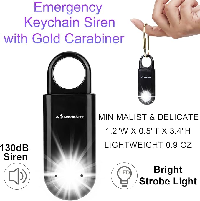 130dB Personal Safety Alarm Strobe Light. Loud Sound Keychain Siren - Image 7