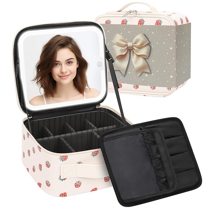 Makeup Bag With LED Mirror, Travel Makeup Case with Light up Mirror Fashion by TANTO