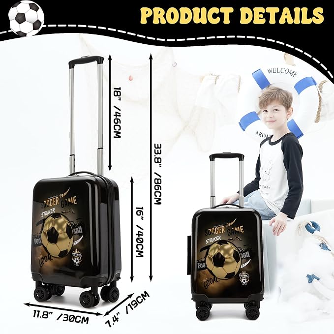 Kids Football Suitcase Set for Boys Hardside Luggage - Image 2