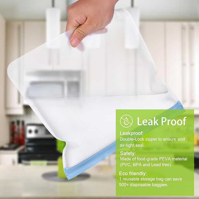SPLF 12 Pack Dishwasher Safe Reusable Bags Silicone, Leakproof Reusable Freezer - Image 4
