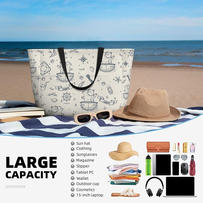 Beach Bag for Women Beach Tote Bag Waterproof Sandproof Large Bags - Image 5