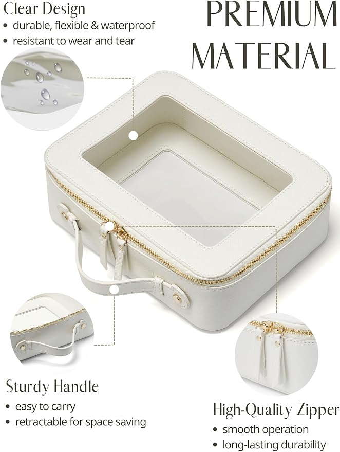 Popvibe Clear Makeup Bag Travel Cosmetic Case Transparent Toiletry Bag - Image 2