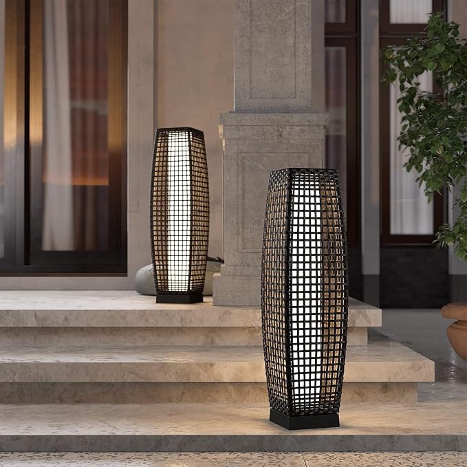 Grand patio Solar Outdoor Floor Lamp Water-Resistant Wicker Deck Lantern Light - Image 2