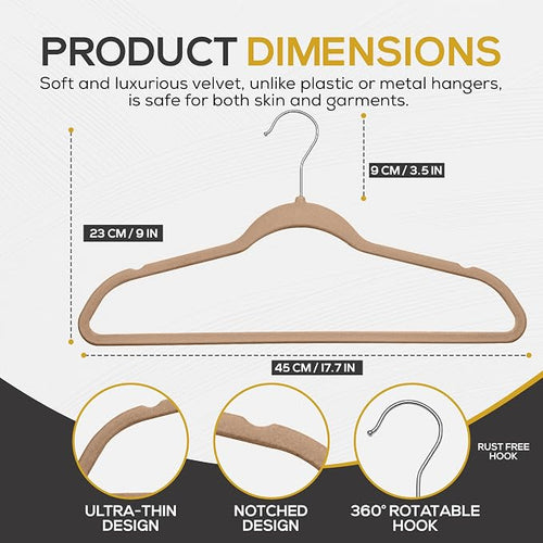 50 Pack New Premium Quality Velvet Hangers Ultra Thin Non Slip Adult Felt Space - Image 2