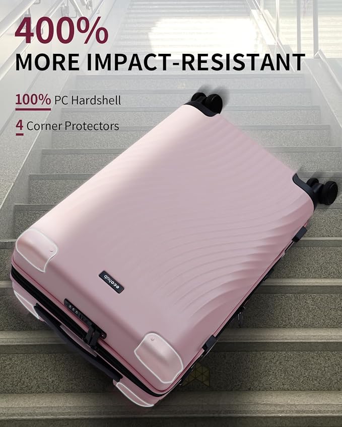 ECOHUB Hardside Expandable Carry On Luggage Sets, Recycled PC 20/24" Rolling - Image 2