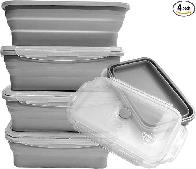 Cocina Vida Collapsible Silicone Food Storage Containers by CocinaVidaKitchenMadeEasy