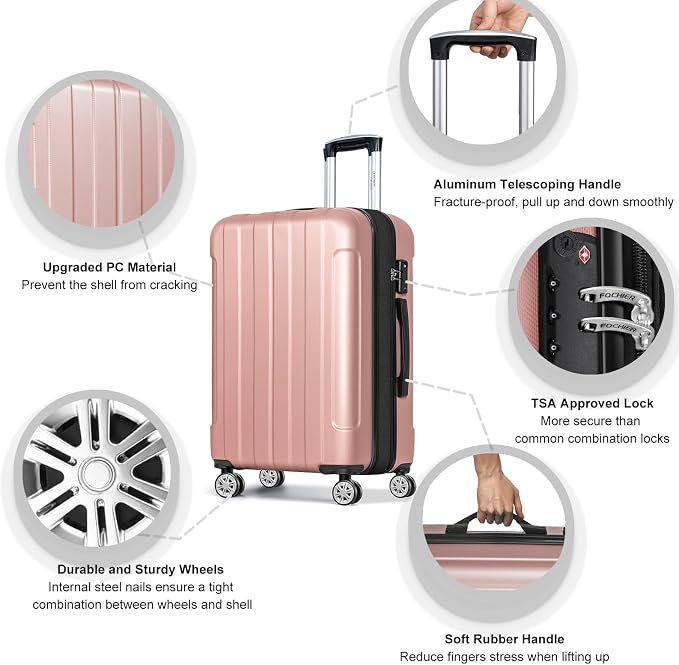 FOCHIER F Luggage Sets, Expandable 3 piece Hard Shell Luggage Set - Image 5