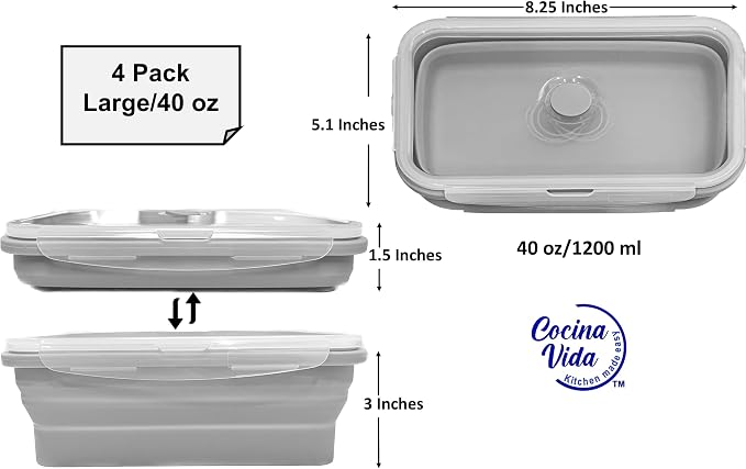 Cocina Vida Collapsible Silicone Food Storage Containers - Image 3
