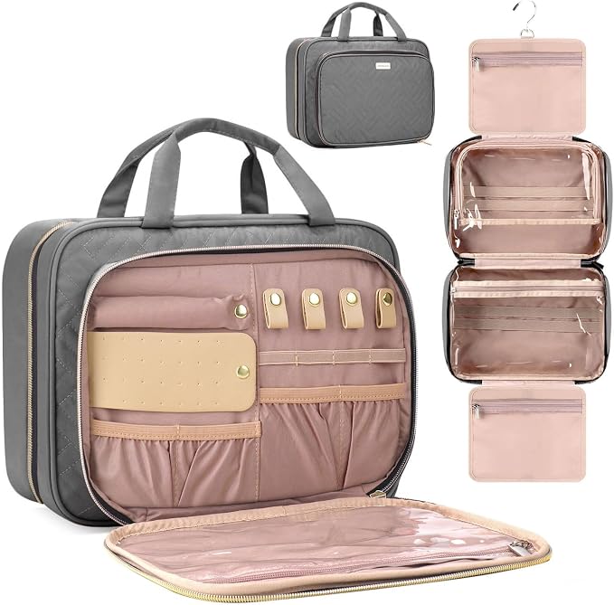 Toiletry Bag for Women with Jewelry Organizer Compartment, Jewelry Boxes for by BAFAMYE