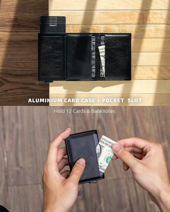 VULKIT Card Holder Pop Up Slim Wallet Leather RFID Blocking Card Case Up to 8 - Image 4