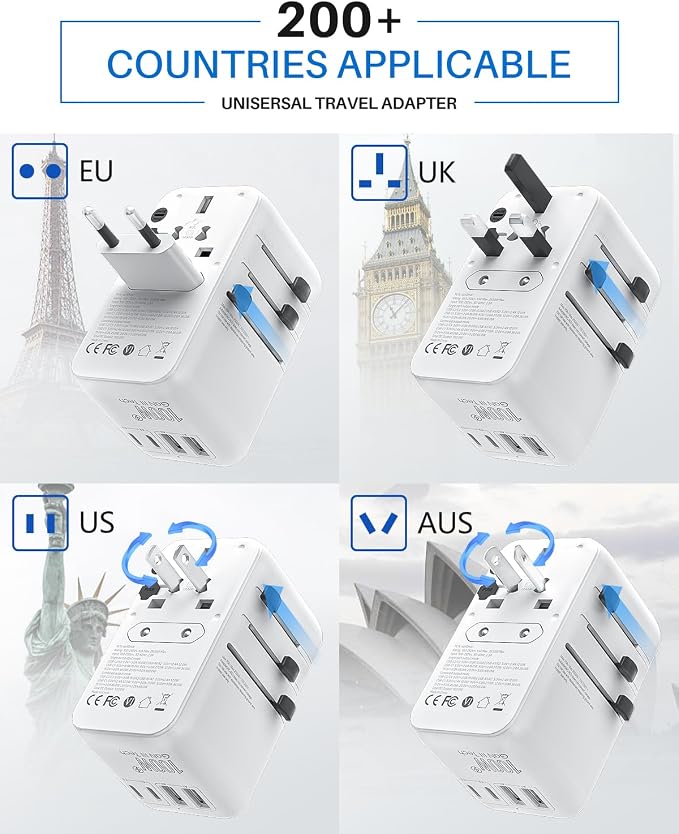 DOACE Universal Travel Adapter, 100W GaN 3.0 International Power Adapter - Image 4