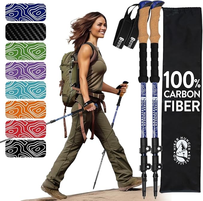 100% Carbon Fiber Trekking Poles by USA Brand by HikerHungerOutfitters