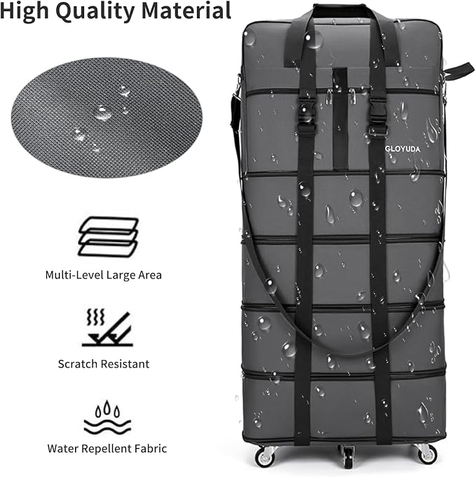Expandable Foldable Luggage, Rolling Duffle Bag - Image 4