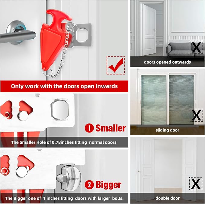 Portable Door Stop Alarm and Traveling Hotel Door Lock, No Installation Required - Image 6