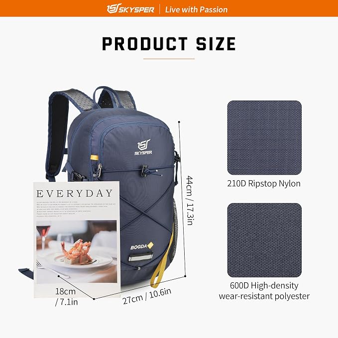 SKYSPER Small Hiking Daypack, 20L Lightweight Travel Backpacks Day Hike Pack - Image 7