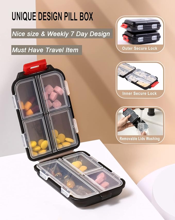 2PS Weekly Pill Organizer Small Folding Box 7 Day BPA-Free Daily Pill Container - Image 2