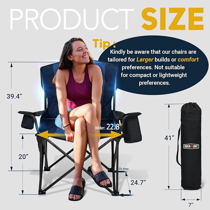Overmont Oversized Folding Camping Chair - Image 3
