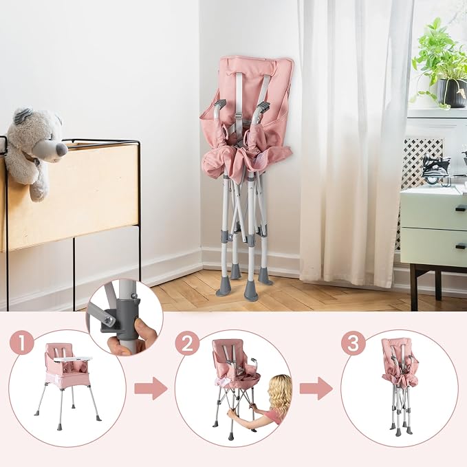 INFANS Baby High Chair, Foldable Portable Highchair - Image 5