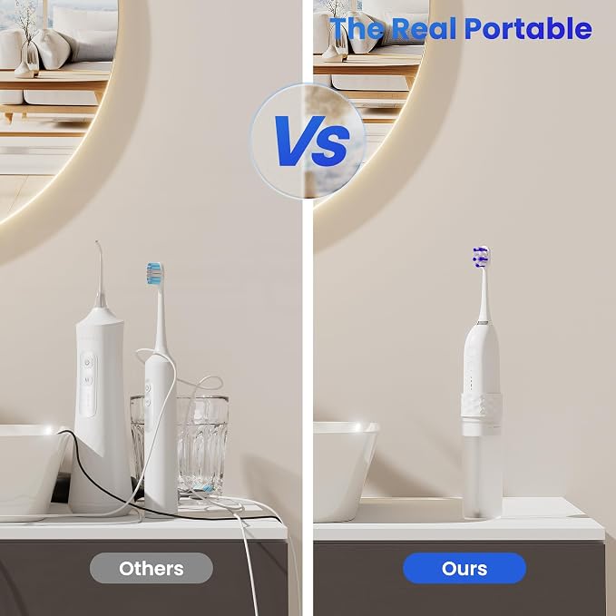 Portable Water flosser with Electric Toothbrush, 2 in 1 Teeth Cleaning Kit - Image 7