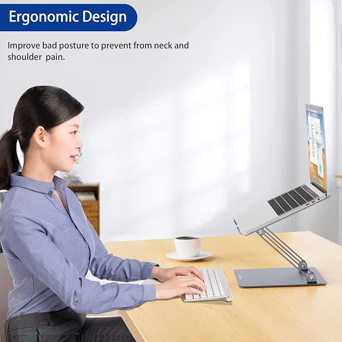 BESIGN LS10 Aluminum Laptop Stand, Ergonomic Adjustable Notebook Stand - Image 3
