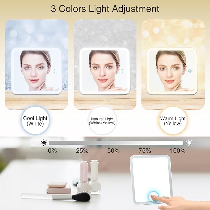 Relavel Travel Makeup Bag With LED Mirror, Cosmetic Train Case with Light up - Image 3