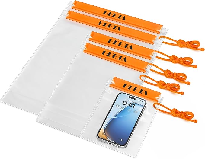 HEETA 5-Pack Clear Waterproof Dry Bag, Water Tight Cases Pouch Dry Bags by HEETA