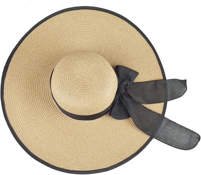 DRESHOW Beach Hats for Women Big Straw Wide Brim Summer Hat Floppy Foldable - Image 9