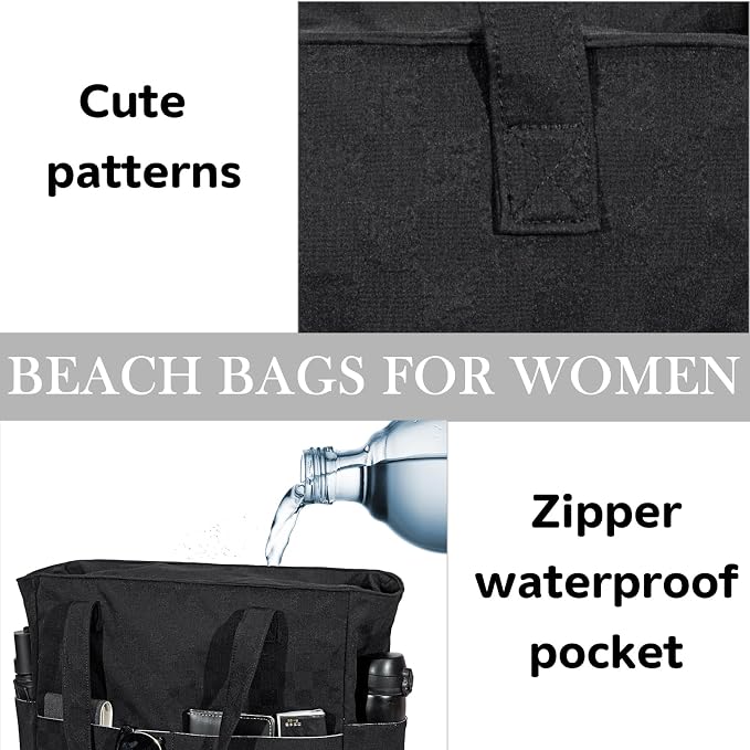 LEDAOU Beach Bag Waterproof Sandproof Women Tote Bag Pool Bag - Image 9