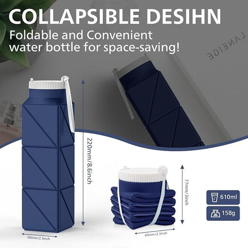 610ml Collapsible Water Bottles Upgrade Foldable Water Bottle BPA Free Reusable - Image 2