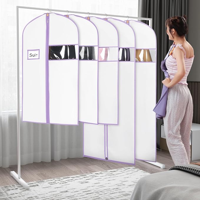 Syeeiex 60'' Garment Bags for Hanging Clothes, Dress Garment Bags for Gowns - Image 4