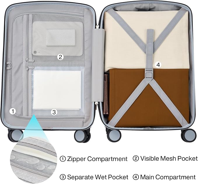 Hanke Hard Shell Luggage Sets 2 Pieces, Carry On and Checked Luggage Sets - Image 6